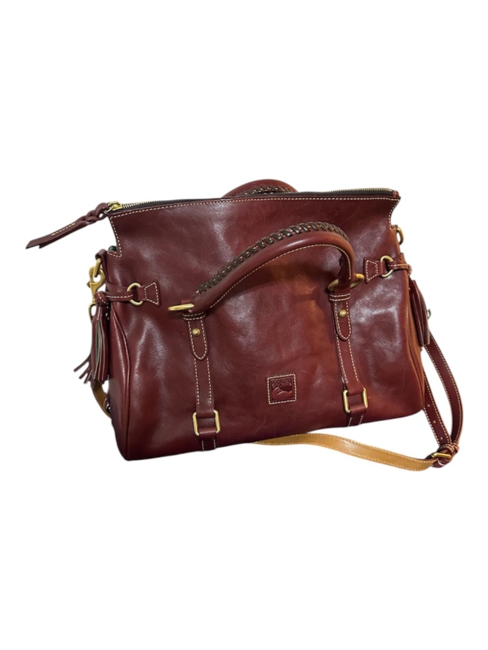 Dooney & Bourke Florentine Leather Satchel – Brown Crossbody Shoulder Bag